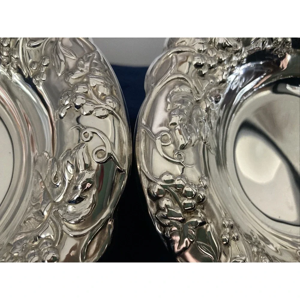 Vintage Grapevine Repousse Pilgrim Silver-plated Candy Dish Bowls (2) Post 1940